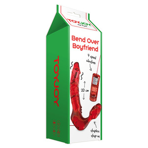Упругий безремневой страпон с вибрацией Bend Over Boyfriend Red