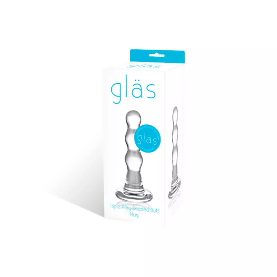 Gläs - Triple Play Beaded Glass Butt Plug Clear | Hot Stuff Sex Shop